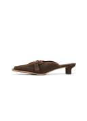 Caramel Black Low-Heel Mules