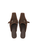 Caramel Black Low-Heel Mules