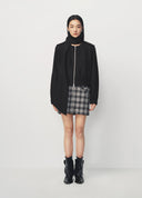 Grey Black Large Plaid Cuff Pocket Mini Skirt