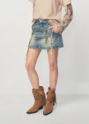 Blue Vintage Washed Denim Mini Skirt