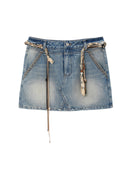Blue Vintage Washed Denim Mini Skirt