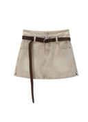 Light Yellow Denim Mini Skirt