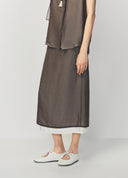 Intellectual Brown Coffee Double Layer Raw Edge Skirt