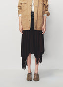 Brown Ruched Waist Asymmetric Skirt