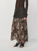 Army Green Boho Print Skirt