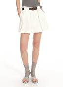 Balloon Hem Denim Mini Skirt