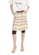 Vintage Contrast Check Straight Skirt