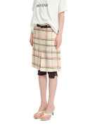 Vintage Contrast Check Straight Skirt