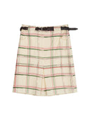 Vintage Contrast Check Straight Skirt