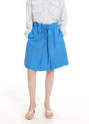 Linen-Blend Bow-Tie Midi Skirt