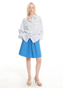 Linen-Blend Bow-Tie Midi Skirt