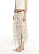 Ruffled edge printed skirt