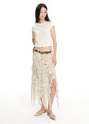 Ruffled edge printed skirt