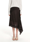 Minimal asymmetric wrap skirt