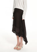 Minimal asymmetric wrap skirt
