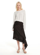 Minimal asymmetric wrap skirt