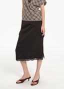 Turn-Up Lace Panel Skirt
