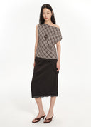 Turn-Up Lace Panel Skirt