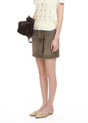 Beaded Fringe Denim Mini Skirt