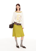 Frayed Fishtail Linen Skirt