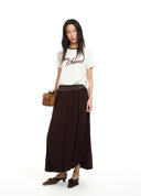 Asymmetric Bubble Mesh Midi Skirt