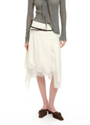 Cutwork Lace Asymmetric Skirt
