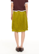 Green Velvet Lace-Trim Mini Skirt