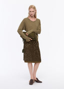 Gold Beaded Textured Skirt