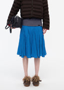 Contrast-Layer Pleated A-Line Skirt