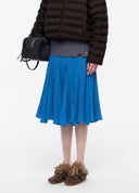 Contrast-Layer Pleated A-Line Skirt