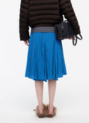 Contrast-Layer Pleated A-Line Skirt
