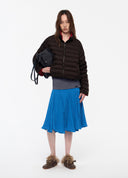 Contrast-Layer Pleated A-Line Skirt
