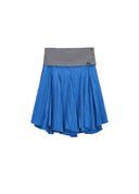 Contrast-Layer Pleated A-Line Skirt