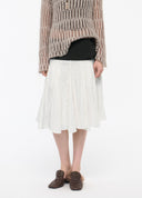 Contrast-Layer Pleated A-Line Skirt