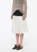 Contrast-Layer Pleated A-Line Skirt