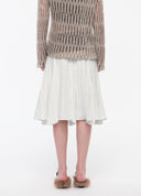 Contrast-Layer Pleated A-Line Skirt