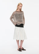 Contrast-Layer Pleated A-Line Skirt