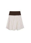Contrast-Layer Pleated A-Line Skirt