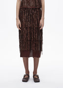 Brown Tiered Sequin Fringe Skirt