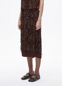 Brown Tiered Sequin Fringe Skirt