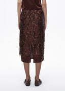 Brown Tiered Sequin Fringe Skirt