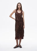 Brown Tiered Sequin Fringe Skirt