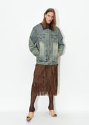 Brown Tiered Fringe Skirt