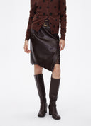 Sequin Lace Leather Skirt