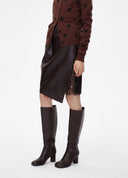 Sequin Lace Leather Skirt