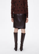 Sequin Lace Leather Skirt