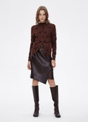 Sequin Lace Leather Skirt