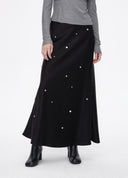 Metal-Embellished Satin Skirt