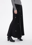 Metal-Embellished Satin Skirt