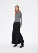 Metal-Embellished Satin Skirt